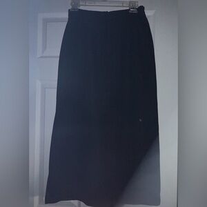 Sag Harbor Suit Skirt Only Size 8 34” Long Black Lined Side Slit Zip Button